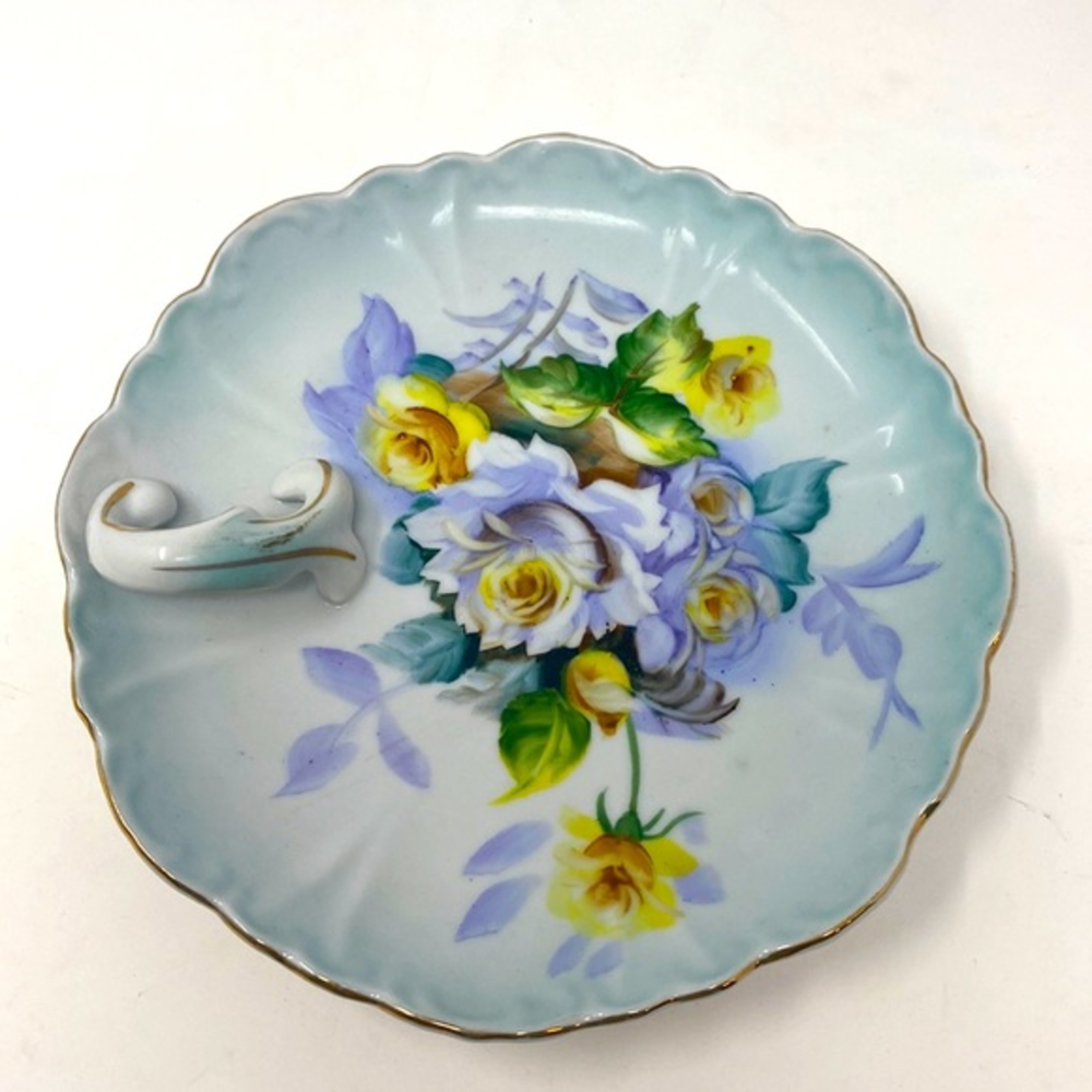 Vintage Porcelain Dish‎ - Hand Painted - Flower Decorated Candy Dish